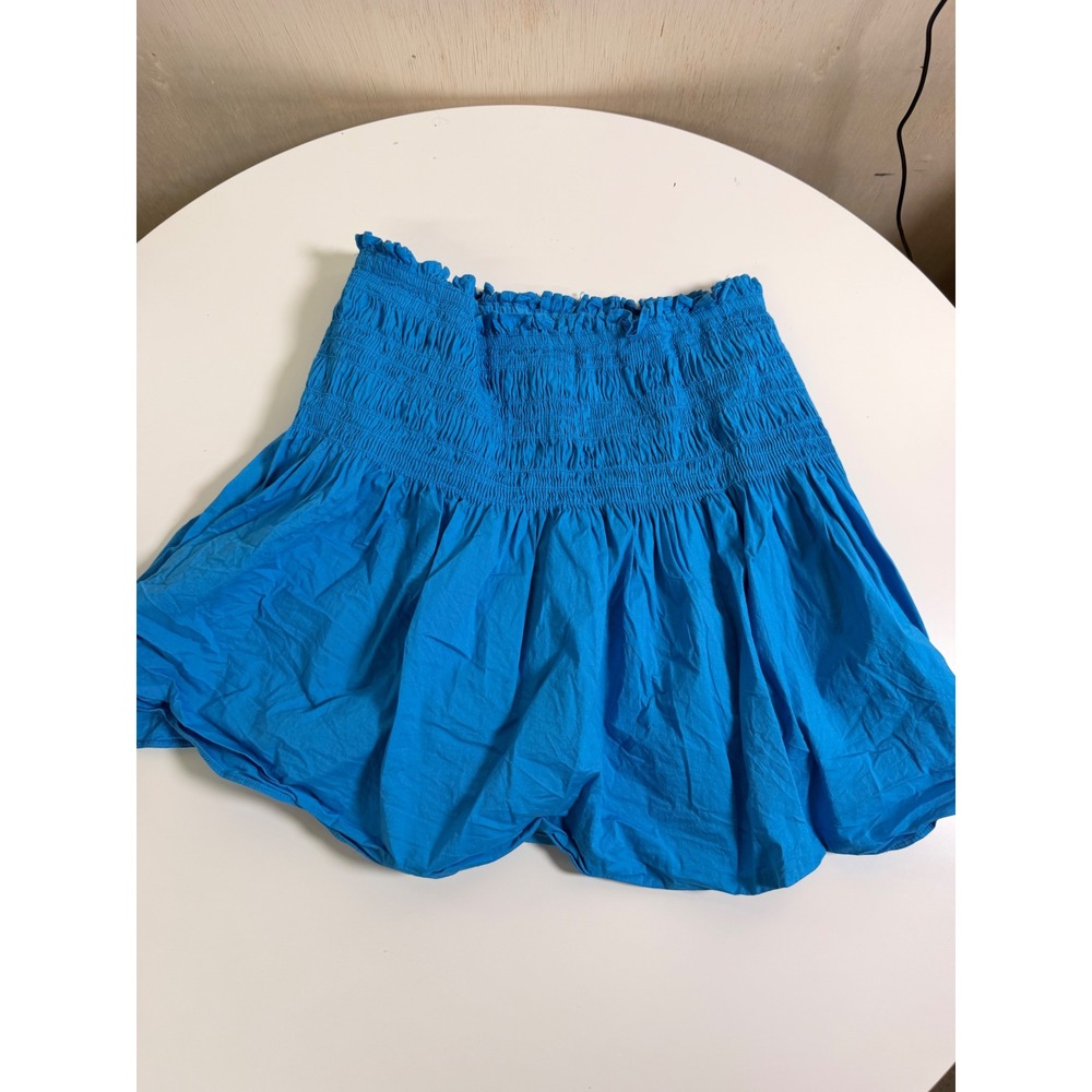 South Smocked Waist Skort Women Size Medium Blue‎ Excellent Ruffle Hem Y20191